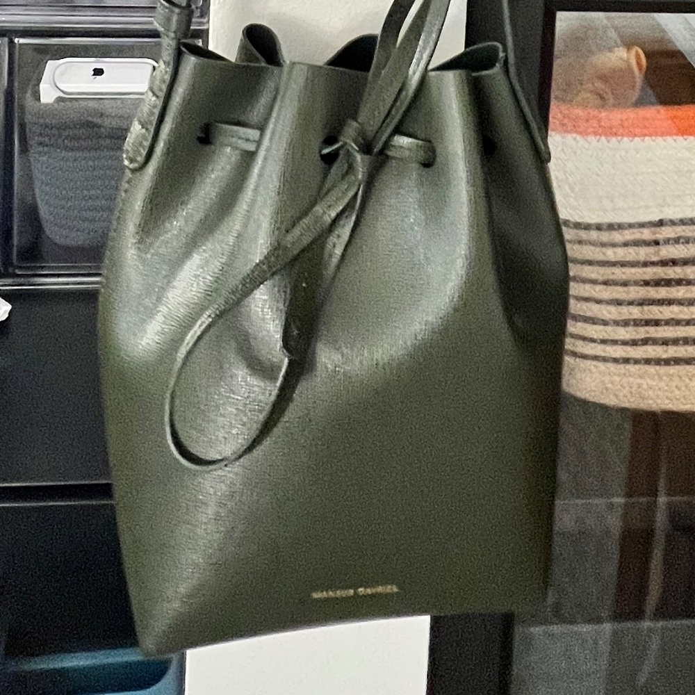 Mansur Gavriel Mini Bucket Bag - Khaki Green - NWOT - Picture 2 of 9